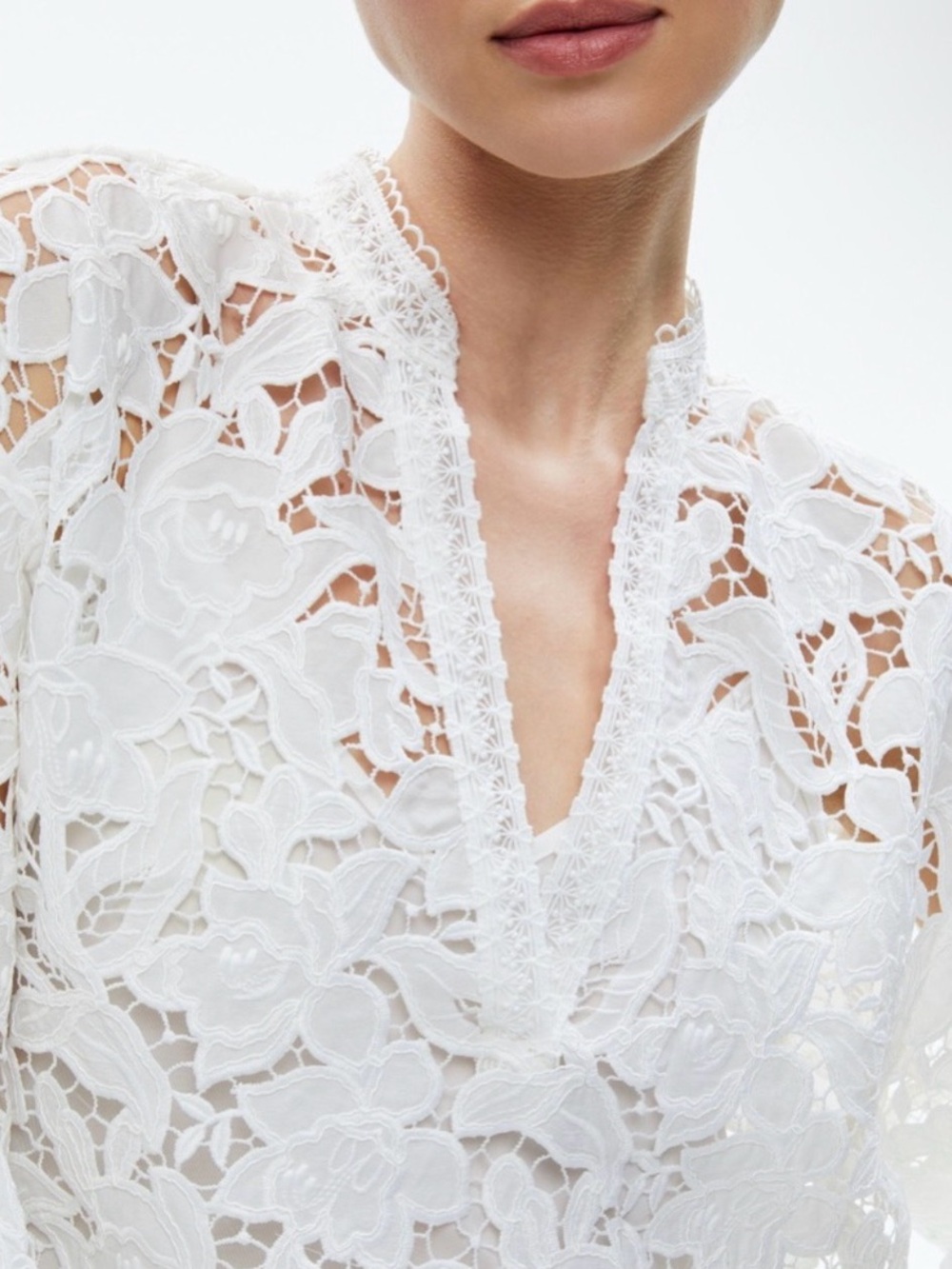 Alice + Olivia White Floral Guipure Lace Blouse + Camisole SP - Picture 4 of 16